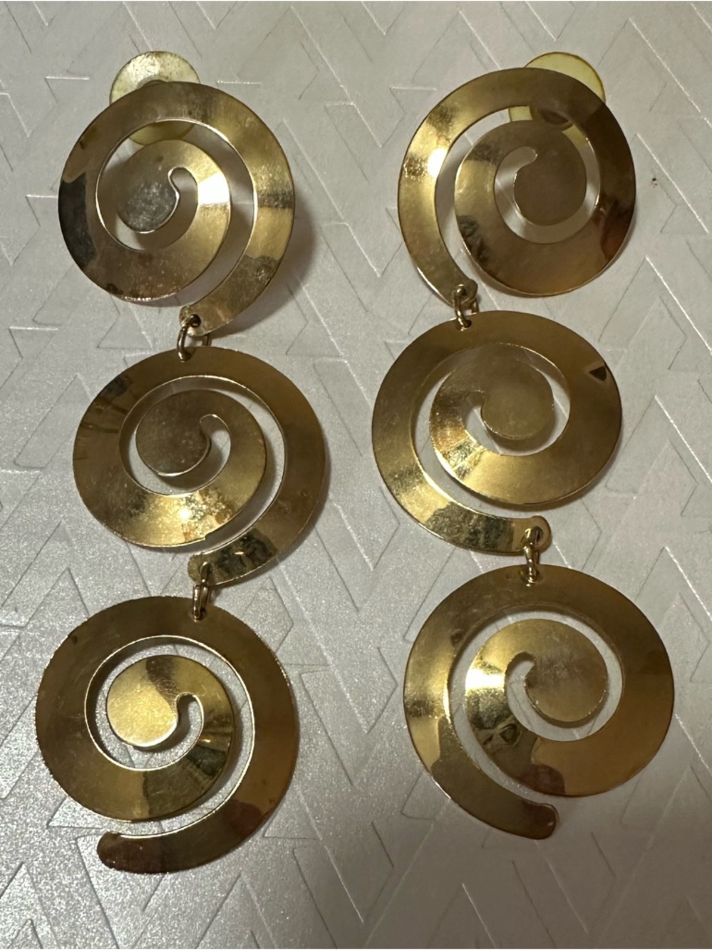 Chandelier Gold-tone Spiral Drop Statement Earrings - 3 1/2”
